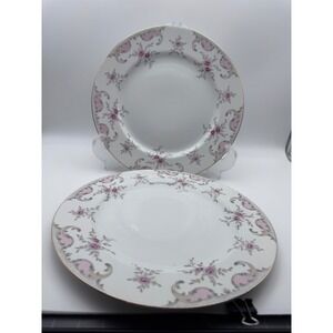 Harmony House Antoinette Fine China Dinner Plates Pink Rose Japan 2pc